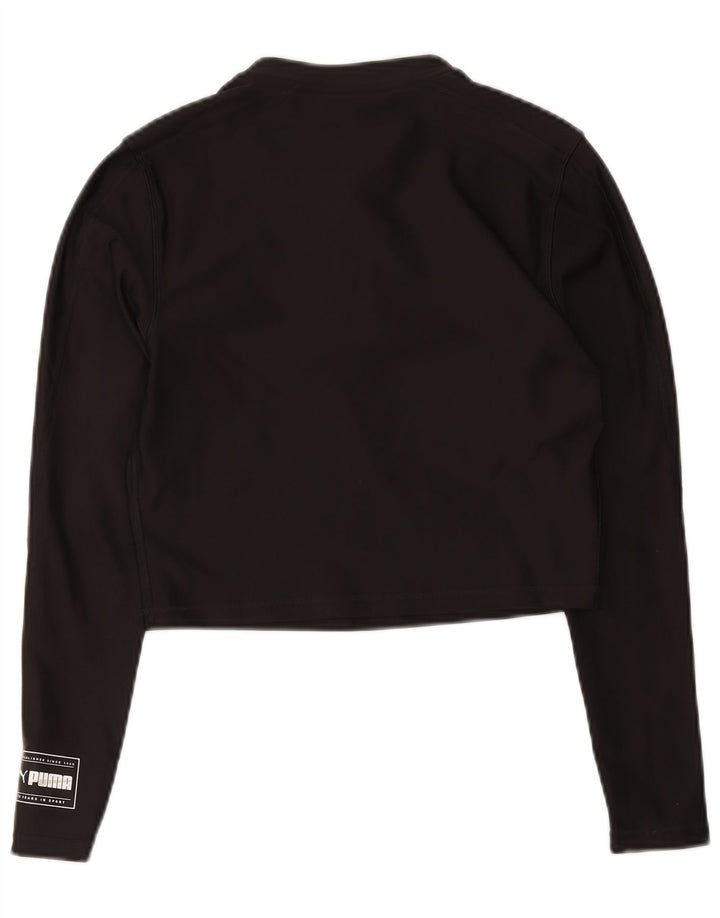 Puma Womens Crop Zip Neck Pullover Træningsdragt Top UK 12 Medium Black
