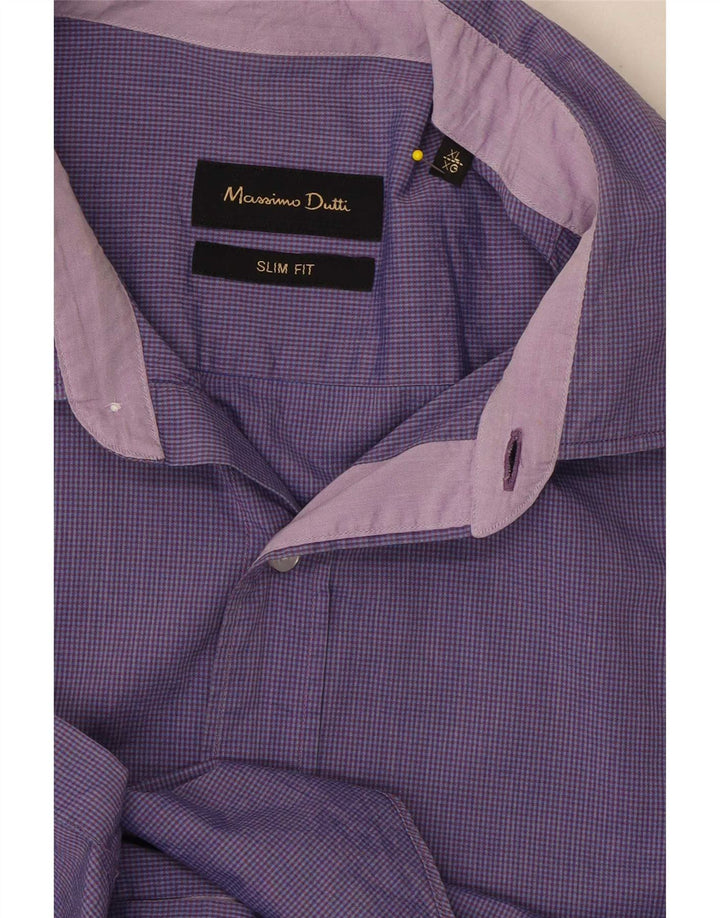 Massimo Dutti Herre Slim Fit Shirt XL Lilla Gingham