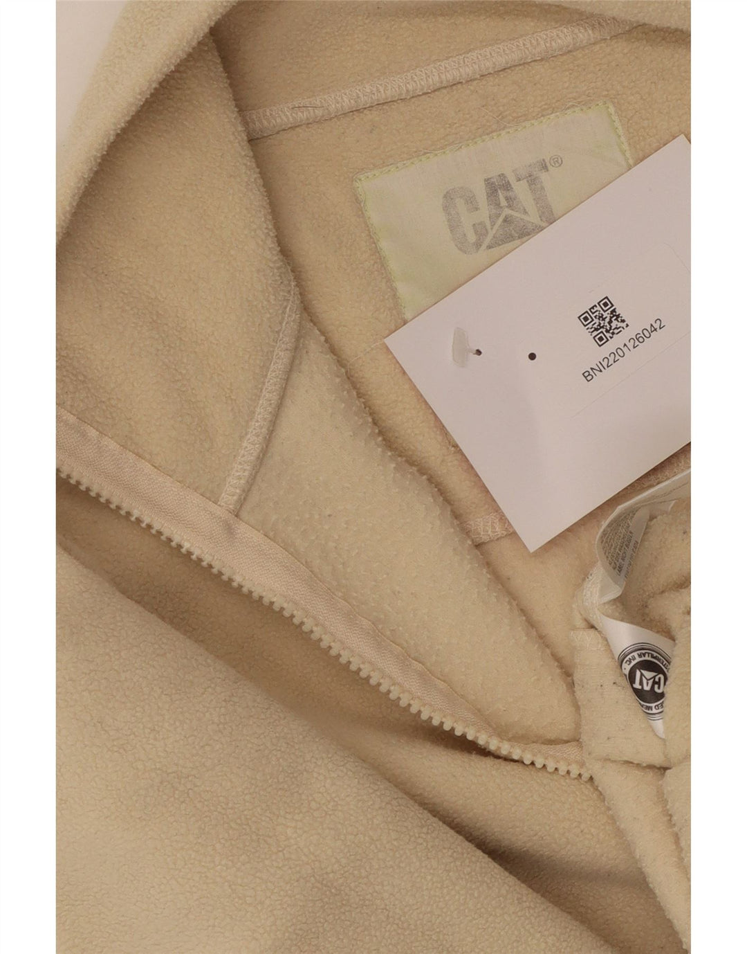 CAT Womens Workwear Crop Fleece Jacket UK 14 Large Beige Colourblock