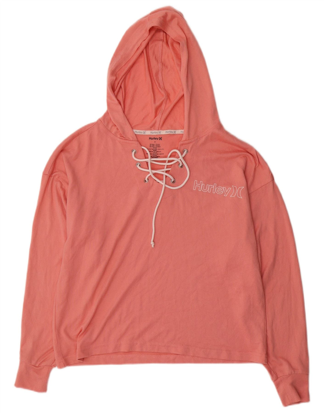 Hurley Dame Hooded Grafisk Top Langærmet UK 14 Medium Pink Polyester