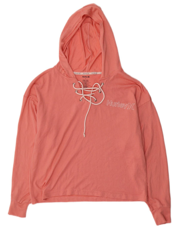 Hurley Dame Hooded Grafisk Top Langærmet UK 14 Medium Pink Polyester
