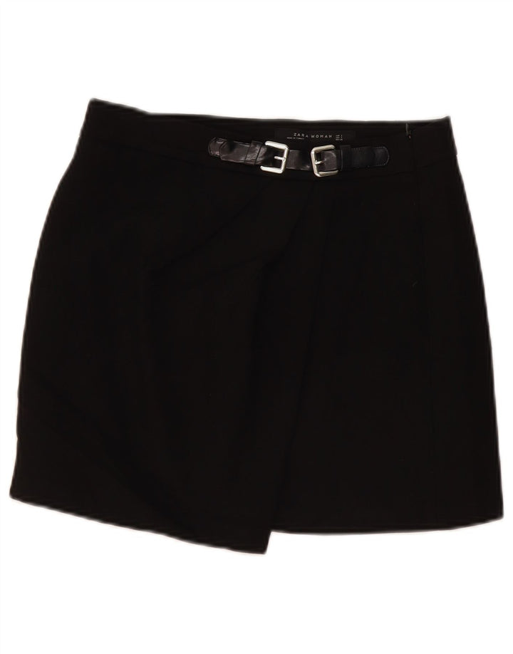 Zara Womens Asymmetrisk Wrap Nederdel Small W27 Black