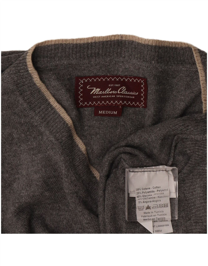Marlboro Classics Herre V-hals sweater Medium Grå Bomuld