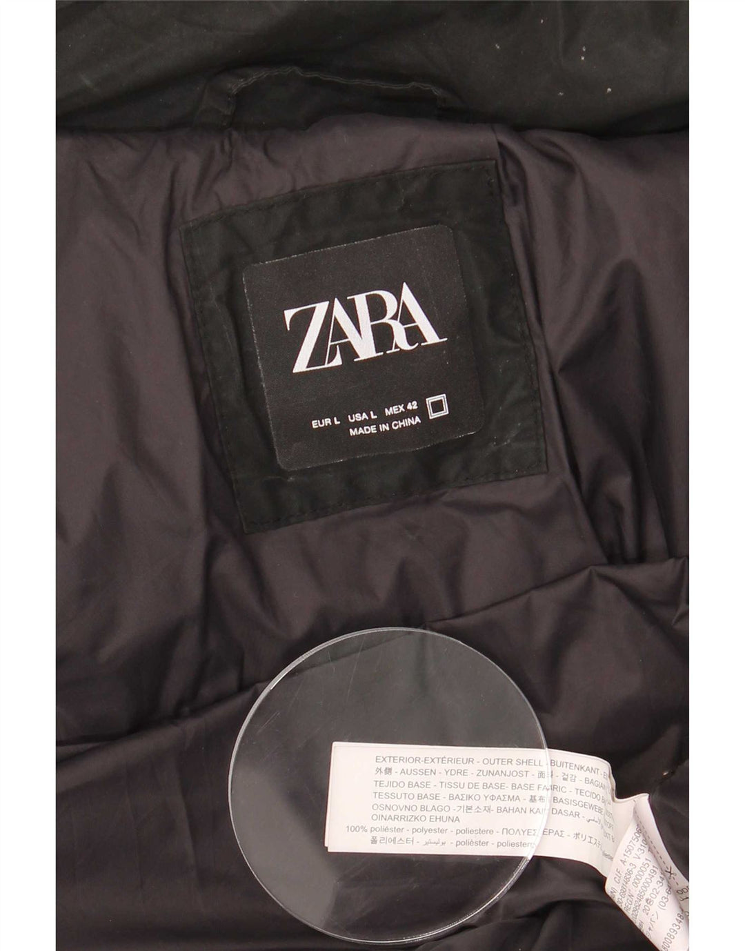 Zara Polstret Herrejakke UK 40 Stor Sort Polyester