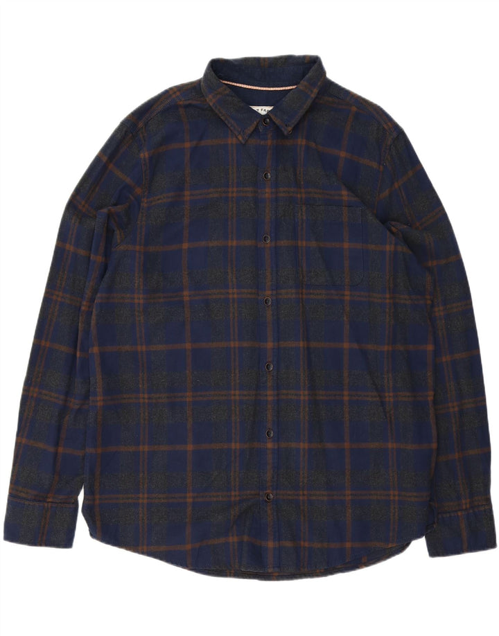 Fedt ansigt herre ternet flannel skjorte 2XL marineblå plaid bomuld