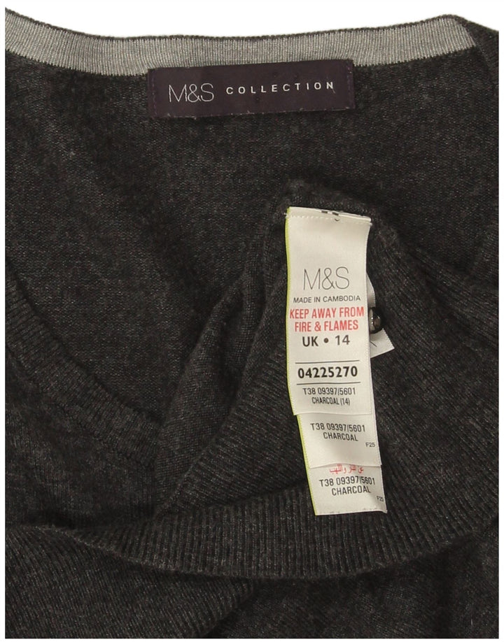 Marks & Spencer Dame Cardigan Sweater UK 14 Medium Grey Viscose