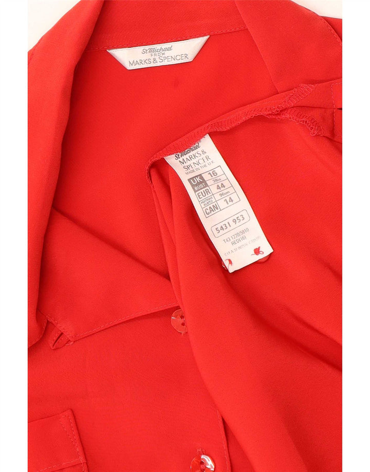 Marks & Spencer Womens St. Michael Shirt Blouse UK 16 Large Red Polyester