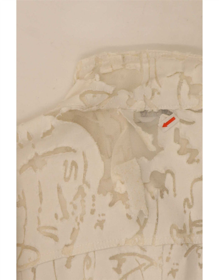 Cristina Gavioli kvinders abstrakt mønster bomberjakke UK 14 Medium White