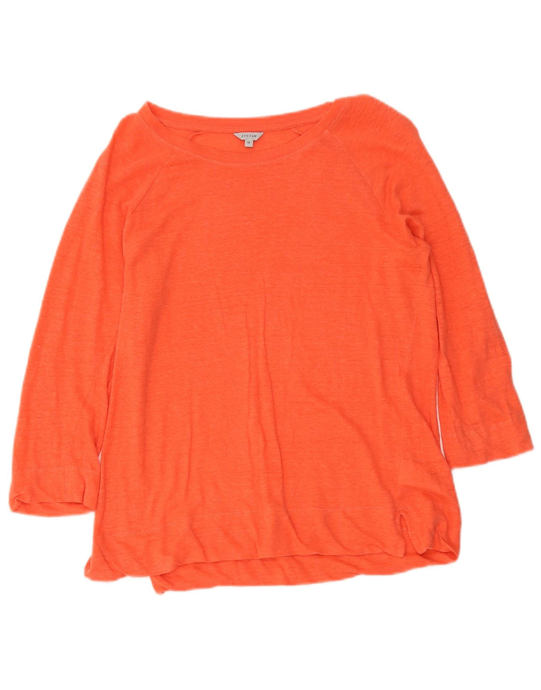 Jigsaw Dame Top 3/4 ærmet UK 12 Medium Orange Linen