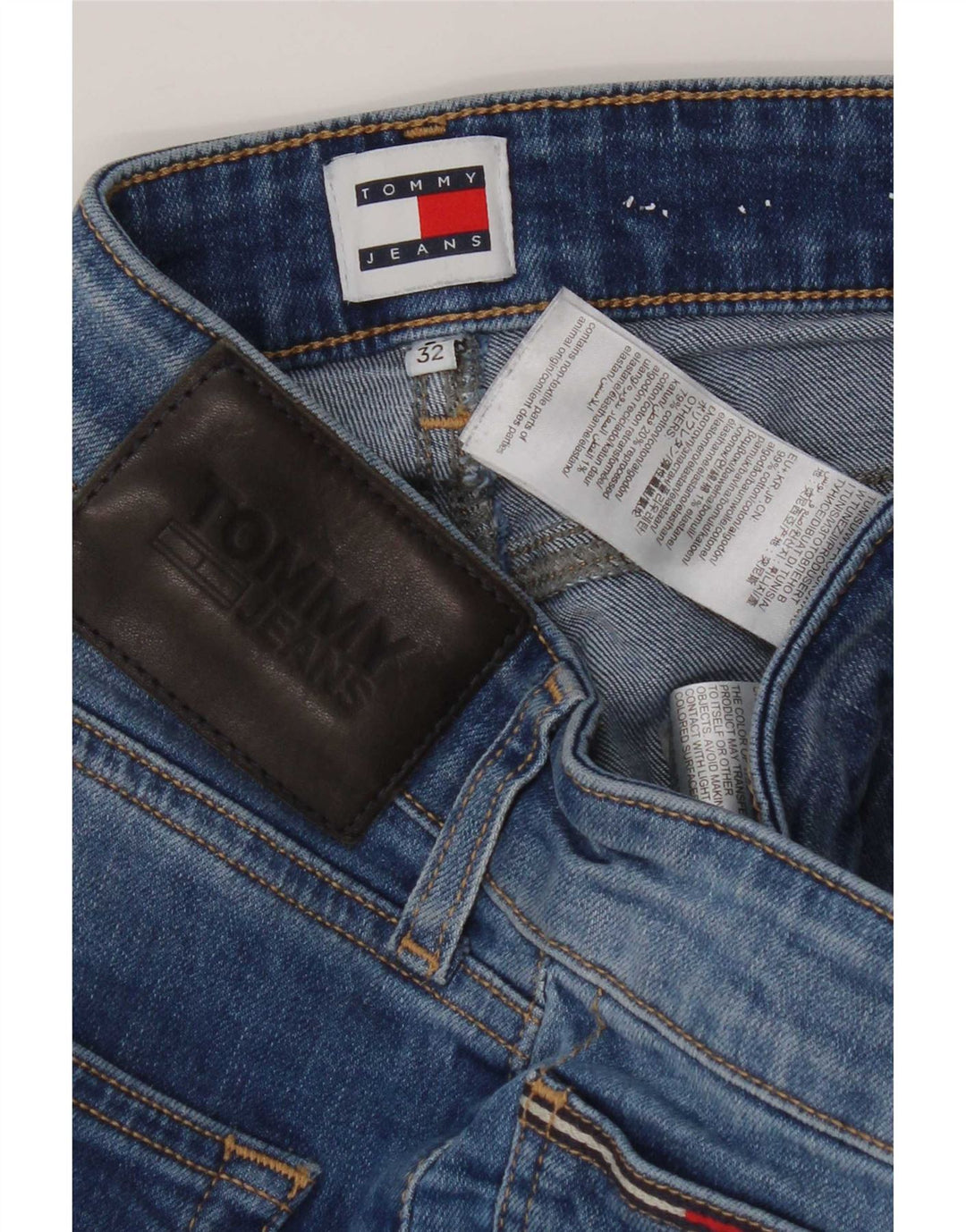 Tommy Hilfiger Herre Slim Jeans W32 L32 Blå Bomuld