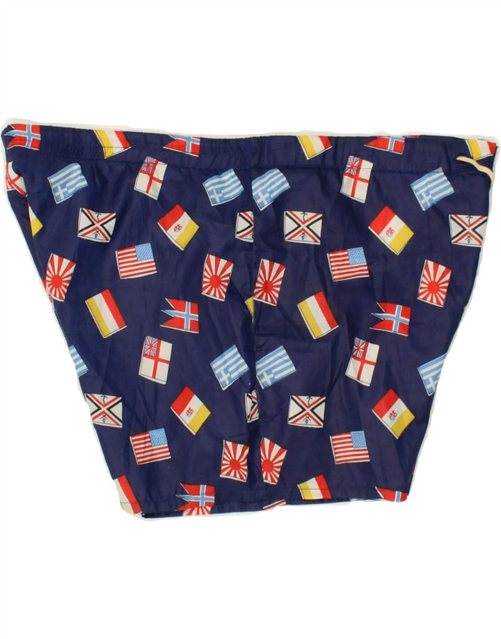 SCORPIO Mens Abstract Pattern Swimming Shorts IT 40 Large Navy Blue Vintage Scorpio and Second-Hand Scorpio from Messina Hembry 