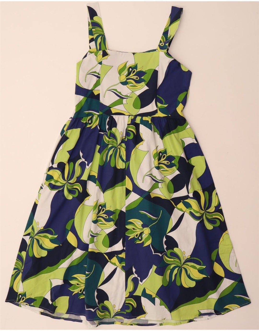 VINTAGE Solkjole til kvinder IT 48 XL Flerfarvet blomsterbomuld