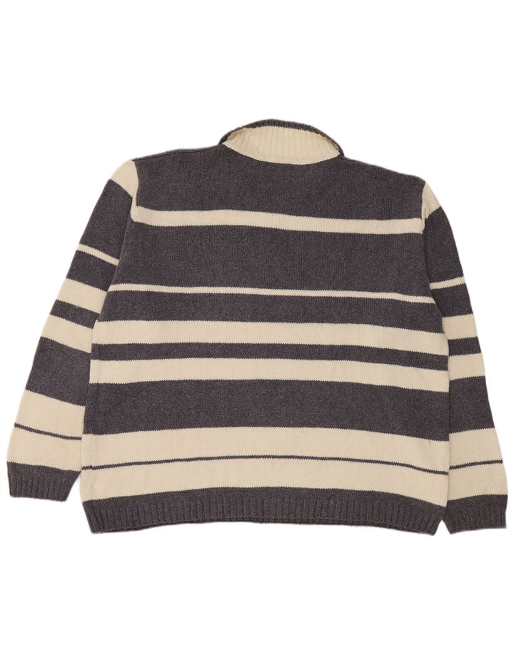 Levi's Herre polo-hals sweater stor grå stribet bomuld
