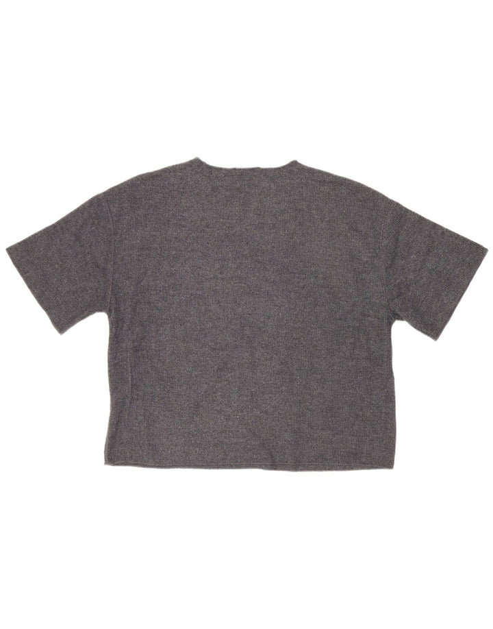 Zara Dame Oversized T-Shirt Top UK 10 Small Grå Polyester