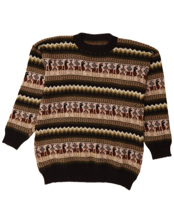 Vintage mænd med rund hals sweater medium flerfarvet Fair Isle