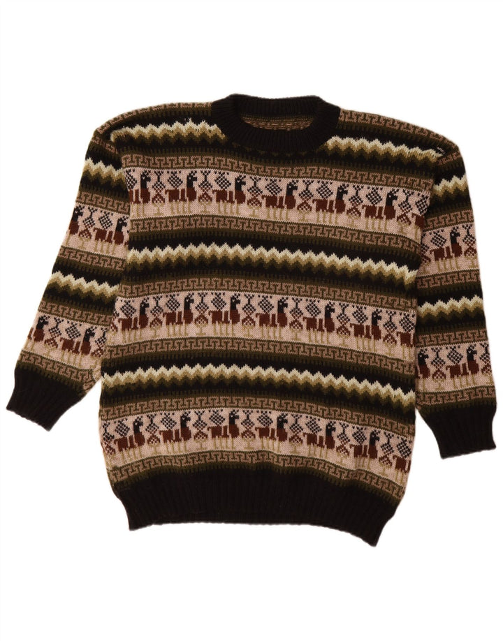 Vintage mænd med rund hals sweater medium flerfarvet Fair Isle