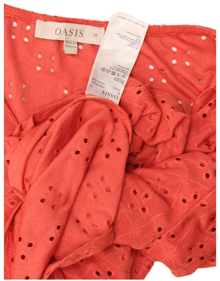 Oasis Womens Front Tie Kortærmet skjortebluse UK 14 Medium Rød Polyester