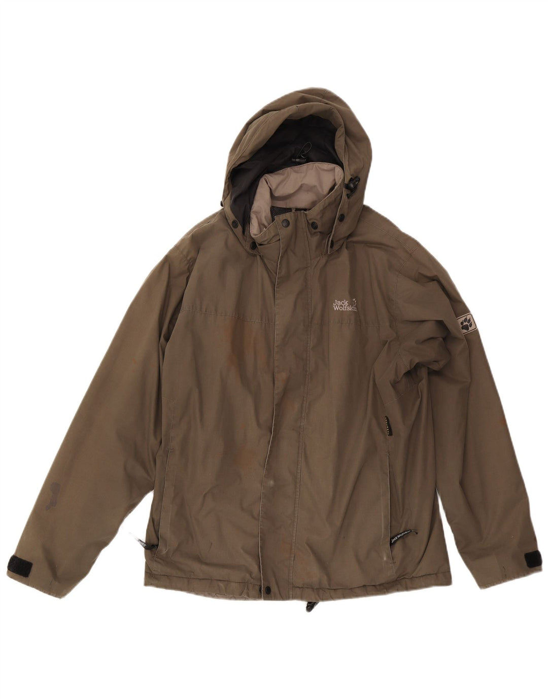 Jack Wolfskin Herre Hooded Windbreaker Jacket UK 36/38 Medium Beige