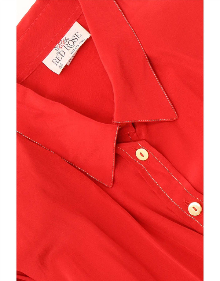 Vintage langærmet almindelig skjorte til kvinder IT 46 Large Red Silk