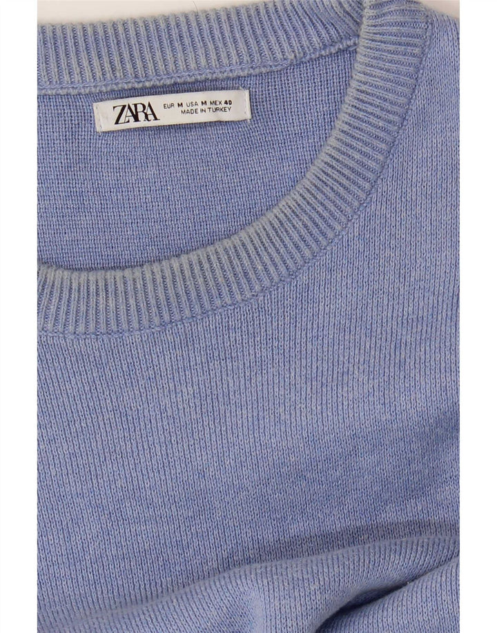 Zara Herre sweater med rund hals, mellemblå