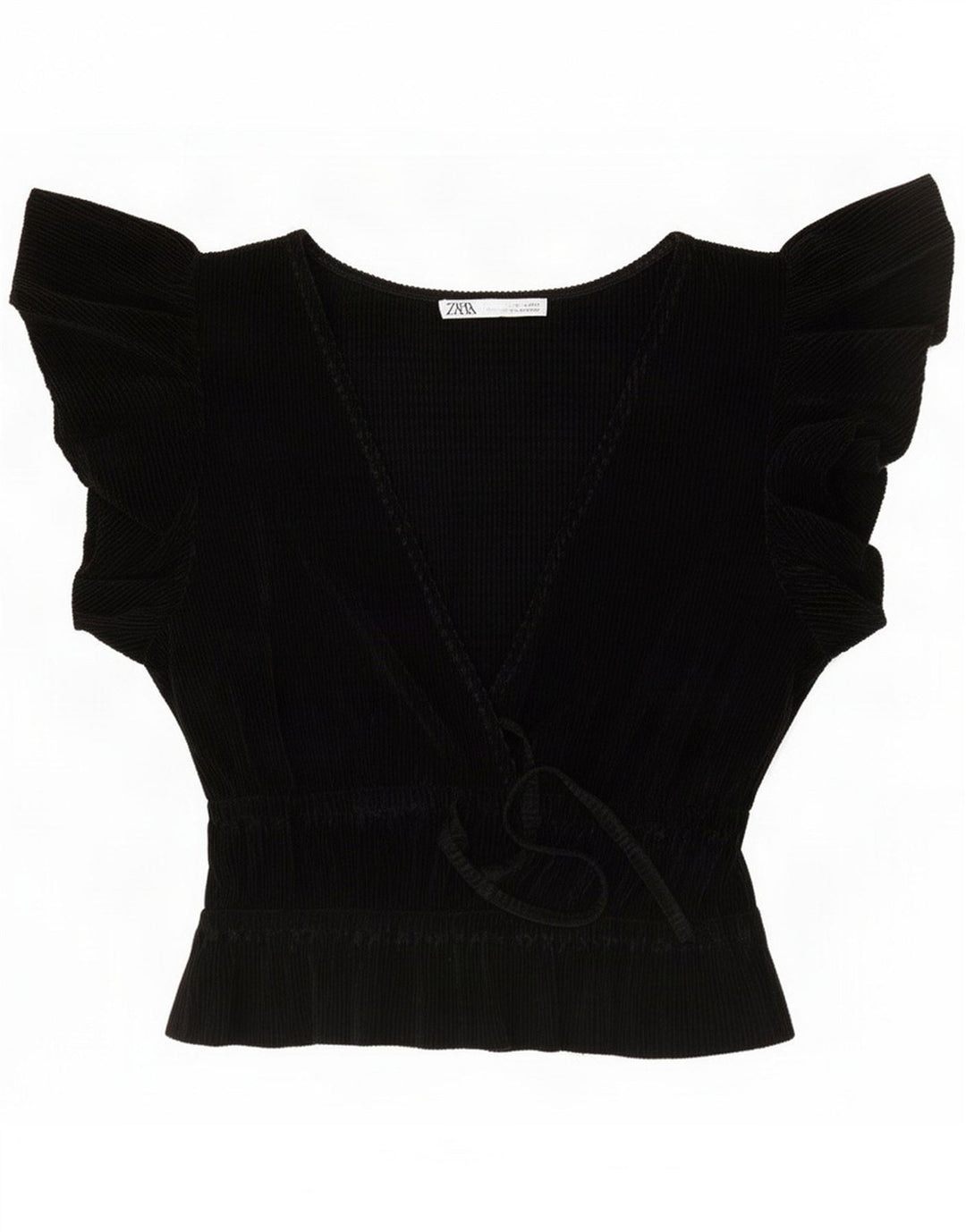 Zara Womens Crop Batwing Top UK 10 Small Black