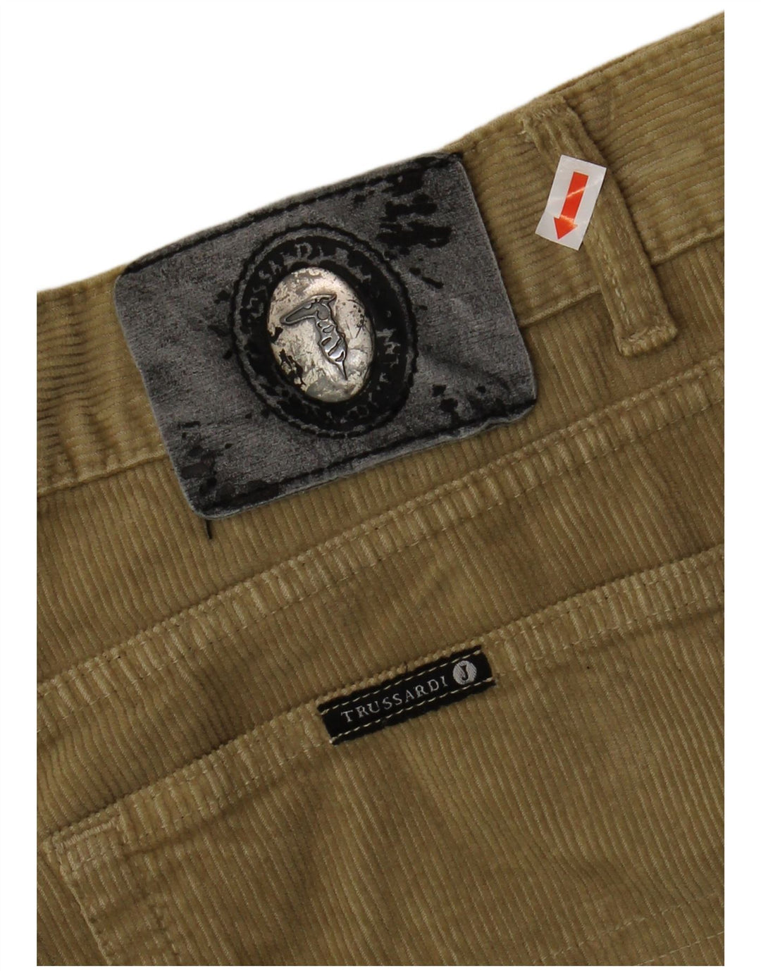 TRUSSARDI Lige fløjlsbukser til mænd IT 54 2XL W40 L32 Khaki Bomuld