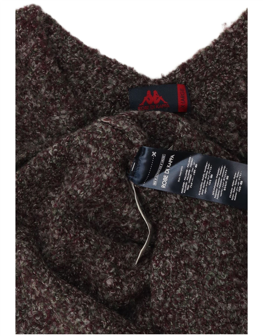 Kappa Dame V-hals sweater UK 18 XL Burgundy Flecked Polyester