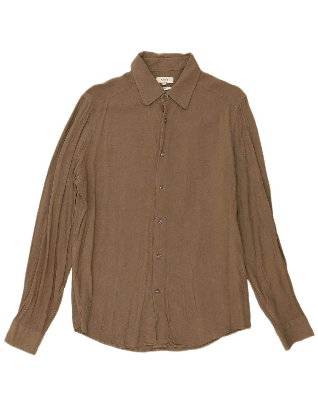 Reiss Herre Slim Fit Skjorte Large Khaki Viscose