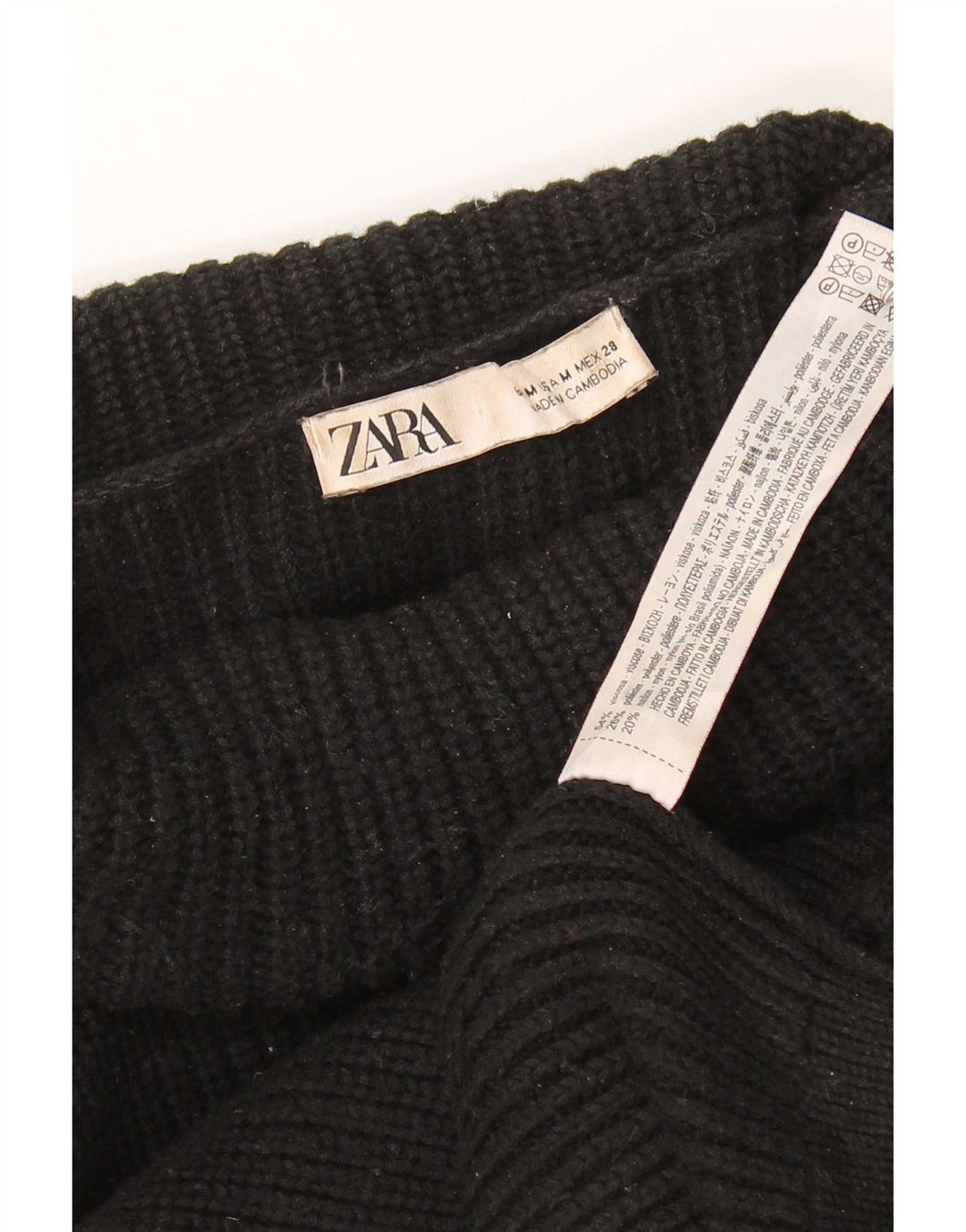 Zara Dame Rullehals Sweater UK 14 Medium Sort Viscose