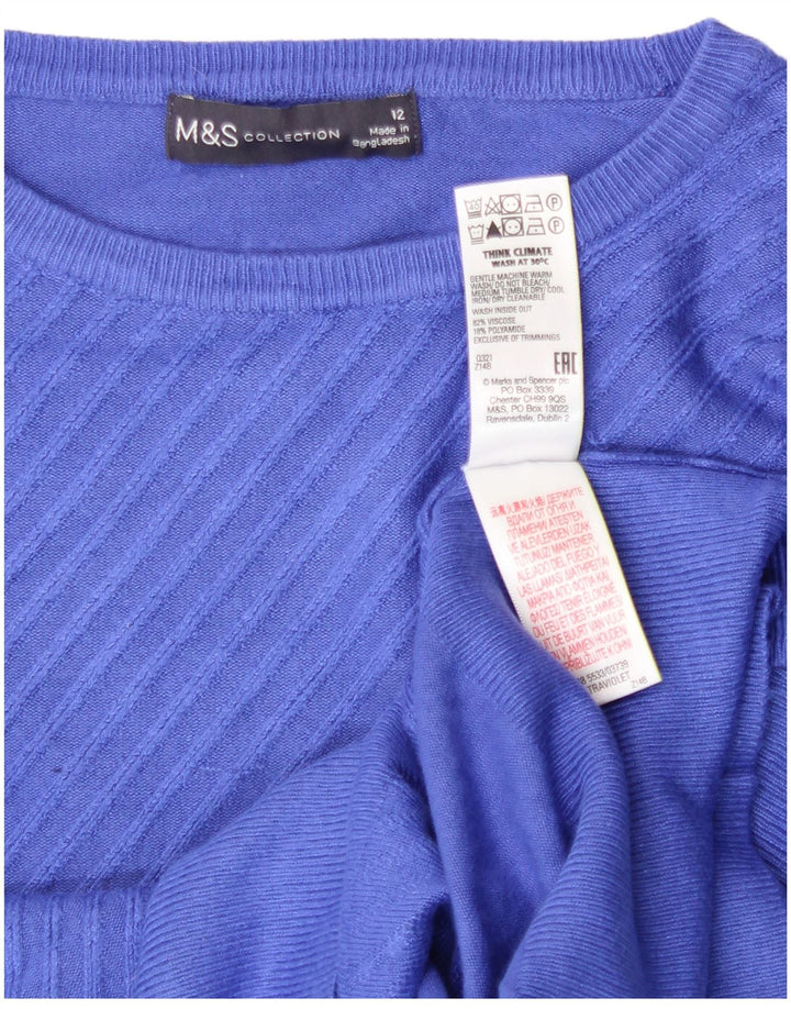 Marks & Spencer Dame Boat Neck Jumper Sweater UK 12 Medium Blue Viscose
