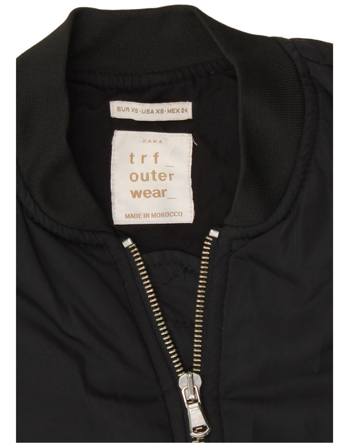Zara Womens Loose Fit Bomber Jacket UK 4 XS Sort Polyester Moderne