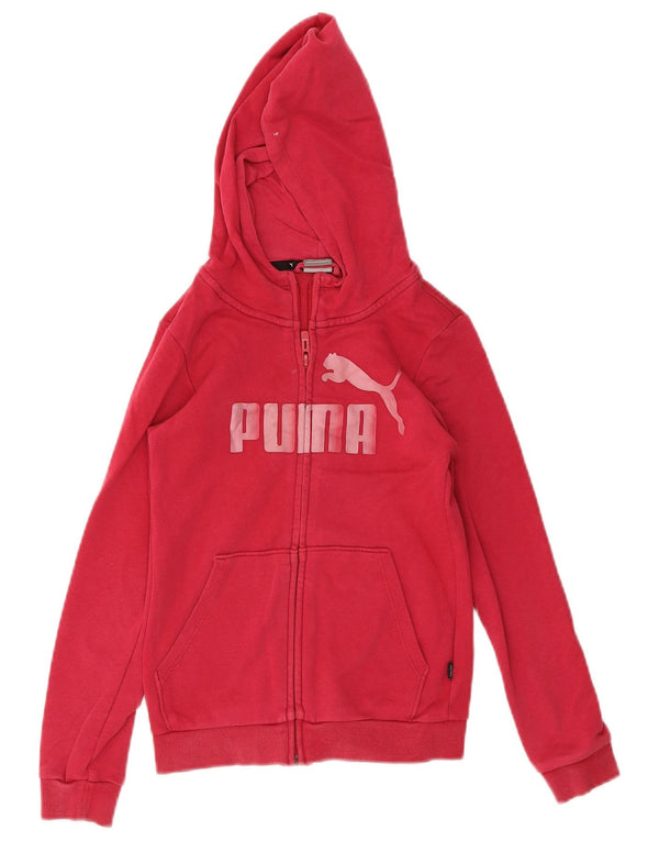 Puma Girls Graphic Zip Hoodie Sweater 9-10 Years Pink