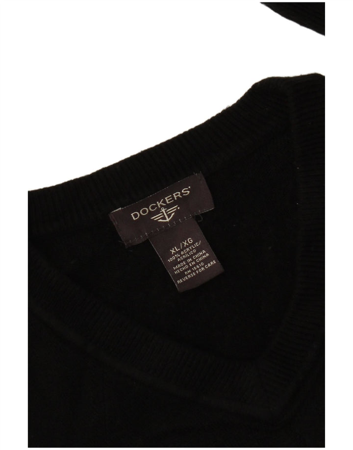 Dockers Herre V-hals sweater XL Sort Akryl