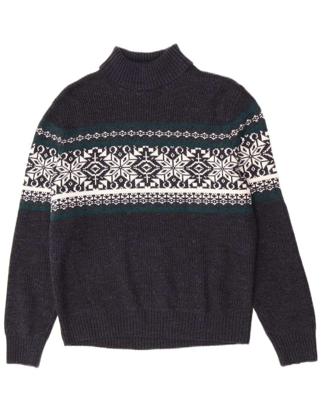 Canda Herre rullehals sweater Medium Navy Blue Fair Isle Akryl