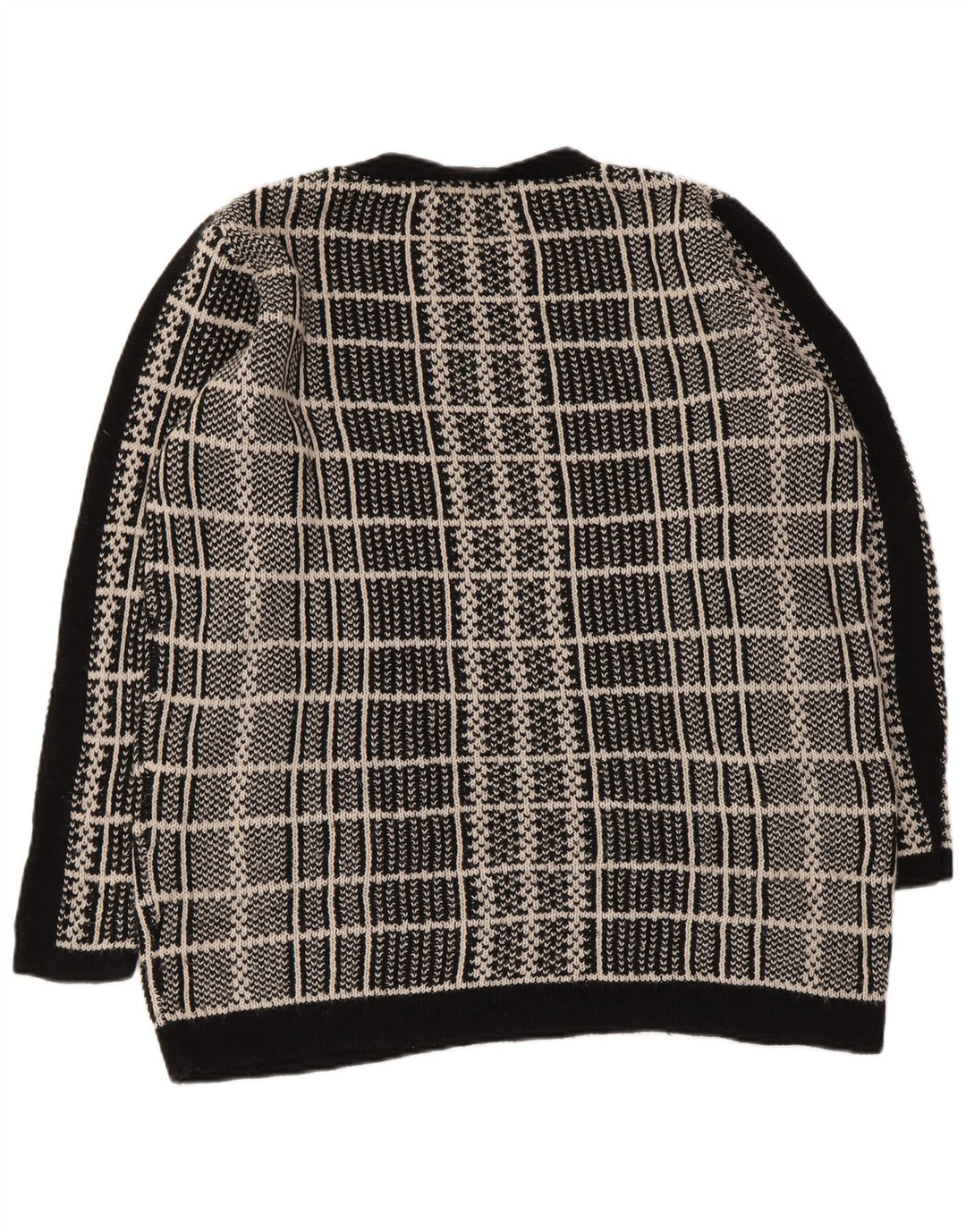 MARKS & SPENCER Dame sweater med rund hals DK 16 Stor sort ternet