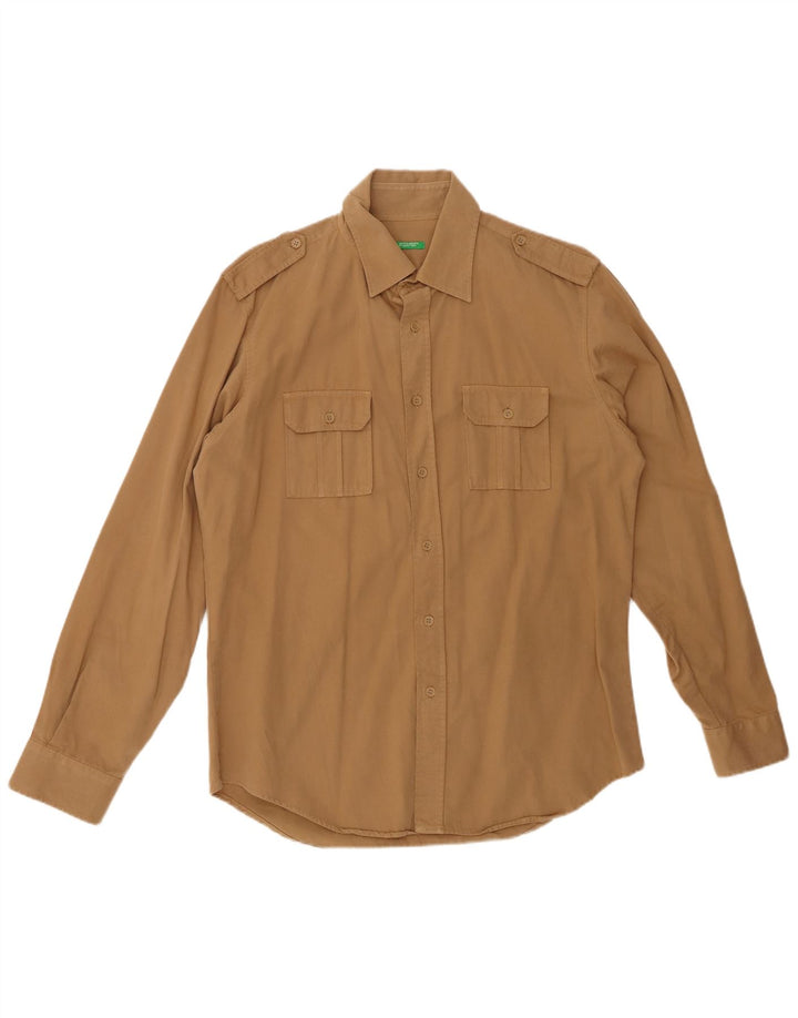 BENETTON Herre Military Flanell Shirt Medium Beige