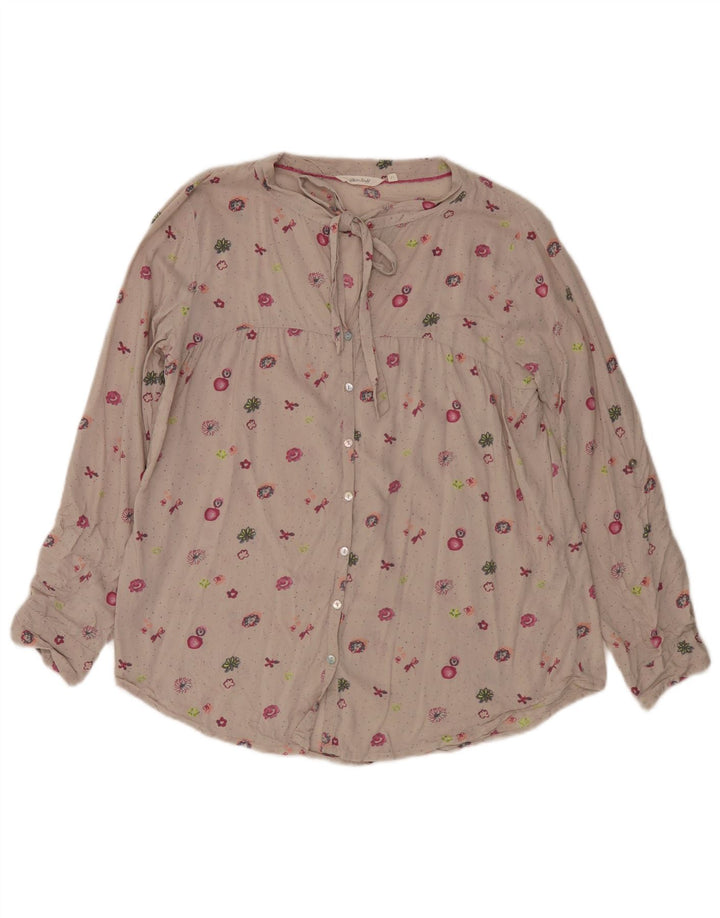 White Stuff Dame Shirt Bluse UK 12 Medium Beige Floral Viscose