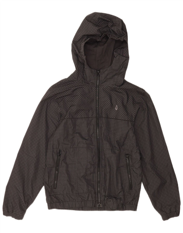 Volcom Regnjakke med hætte til piger 13-14 år XL Grå Houndstooth Polyester