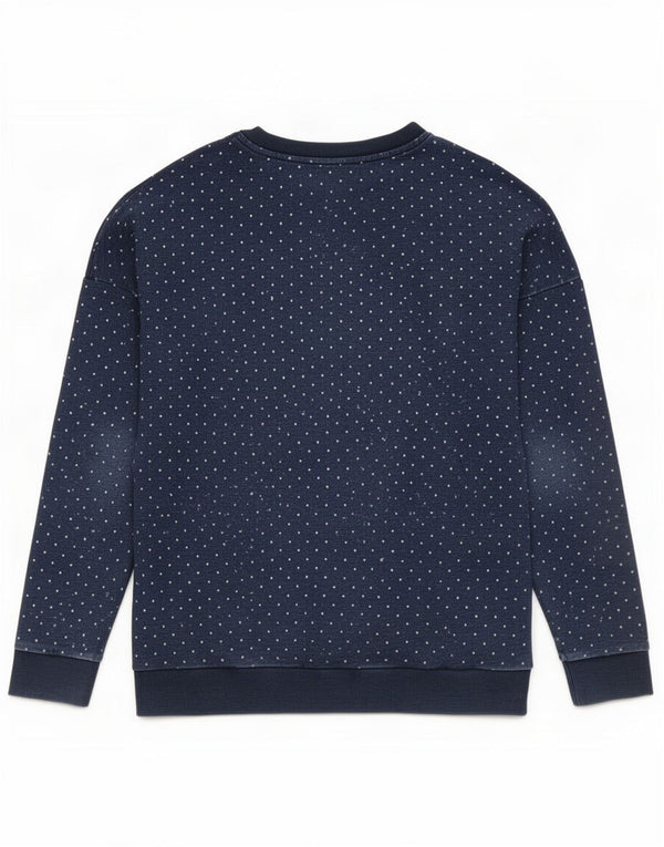 Adidas piger grafisk sweatshirt trøje 14-15 år marineblå plettet bomuld