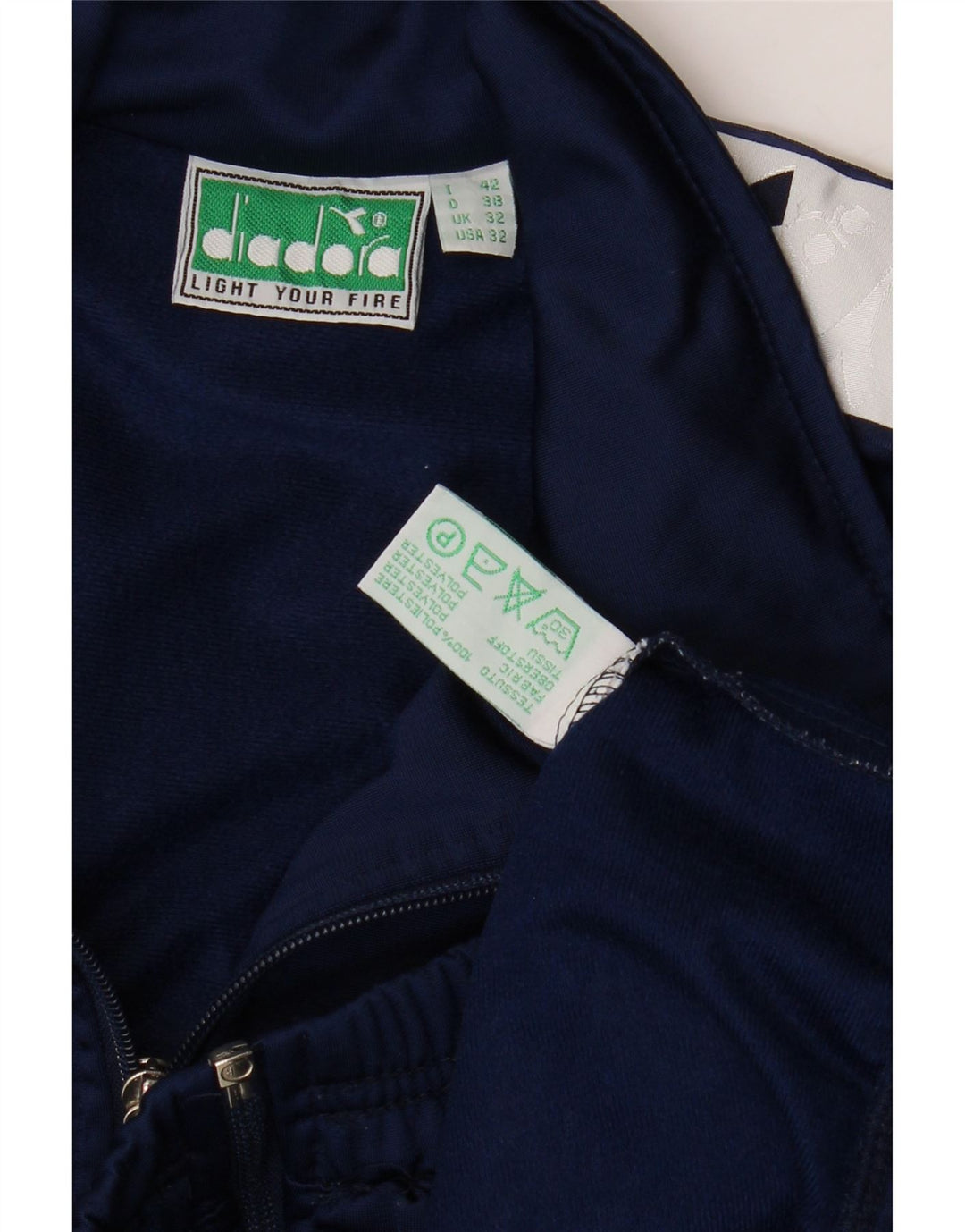 DIADORA Womens Tracksuit Top Jacket IT 42 Medium Navy Blue Colourblock Vintage Diadora and Second-Hand Diadora from Messina Hembry 
