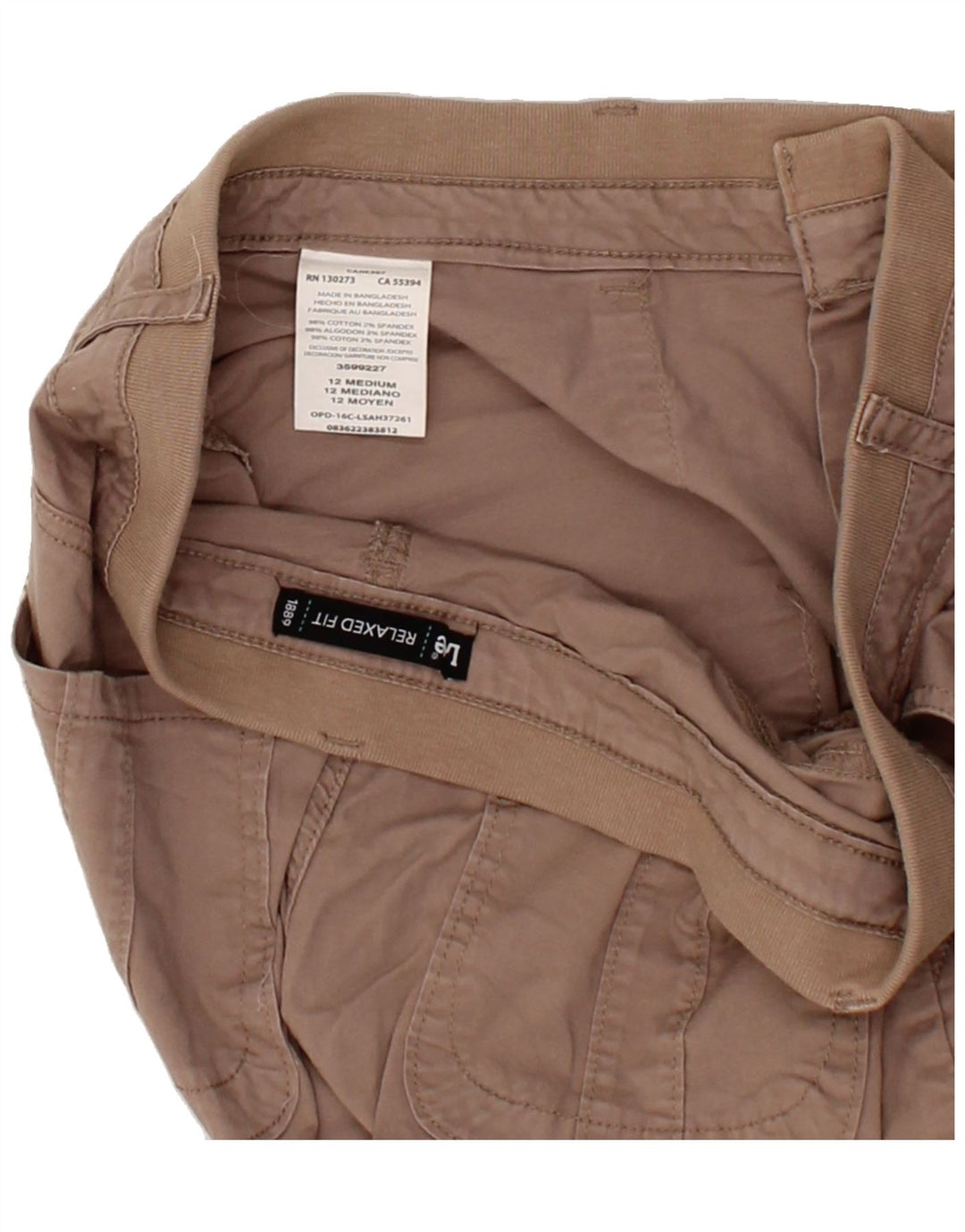 LEE Womens Relaxed Fit Cargo Shorts US 12 Large W34 Brown Cotton Vintage Lee and Second-Hand Lee from Messina Hembry 