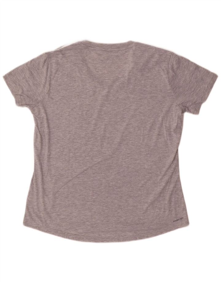 Adidas Dame T-Shirt Top UK 16/18 Stor Grå Polyester
