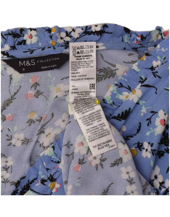 Marks & Spencer Dame Oversized skjortebluse UK 8 Small Blue Floral
