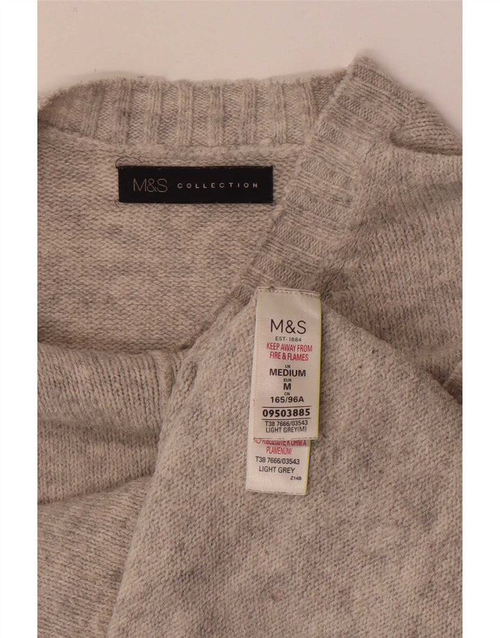Marks & Spencer Dame sweater med rund hals DK 14 Medium Grå Akryl