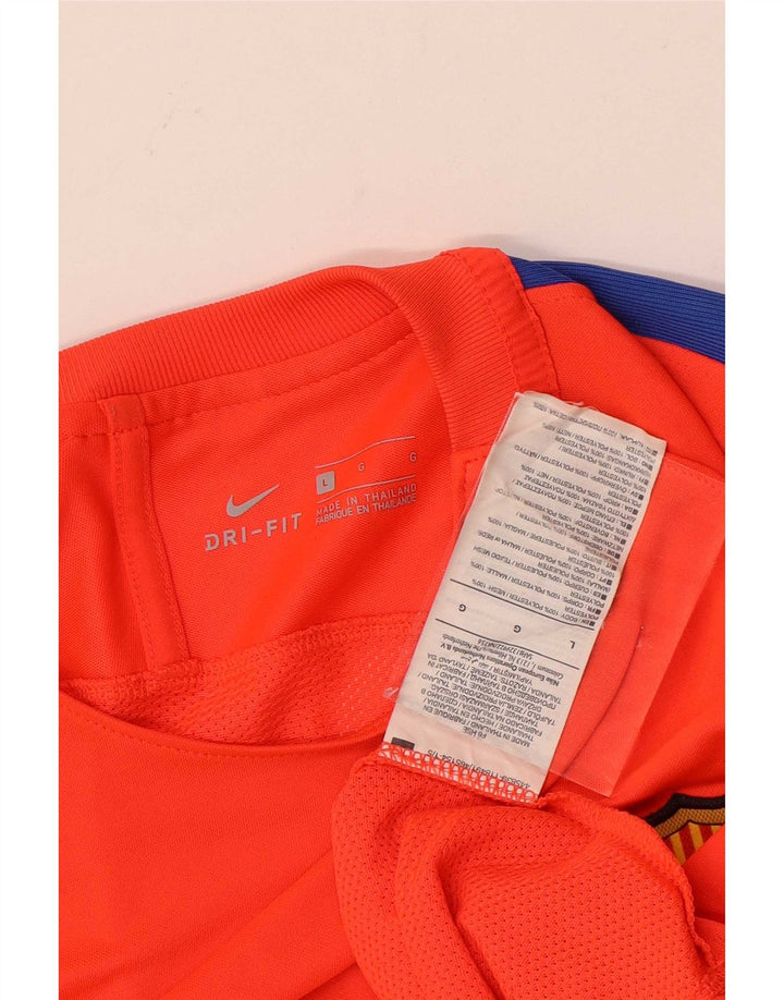 Nike Herre Barcelona Grafisk T-Shirt Top Stor Orange Colourblock Polyester