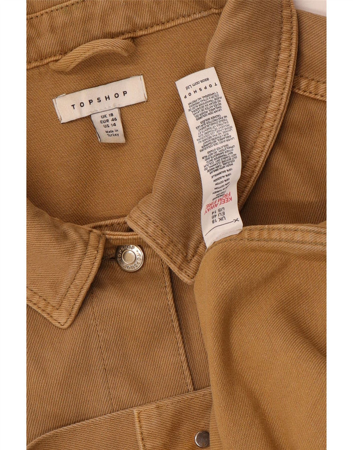 Zara Dame Oversized Denim Jacket UK 18 XL Brun Bomuld