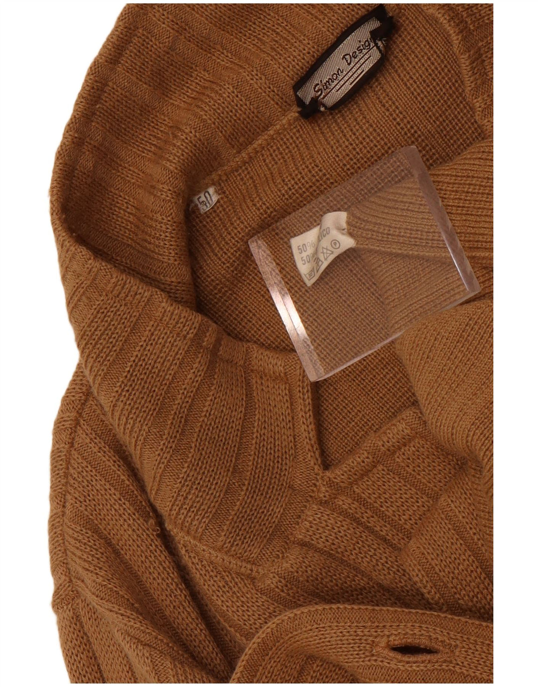 Vintage herre dobbeltradet cardigan sweater IT 50 medium brun uld