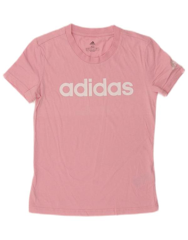 Adidas grafisk T-shirt top til kvinder, UK 4/6 XS Pink Bomuld