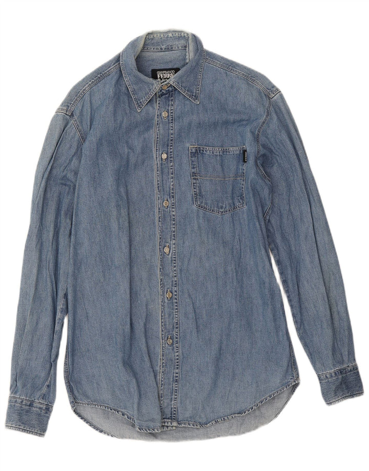 Gianfranco Ferre Denimskjorte til mænd, lille blå