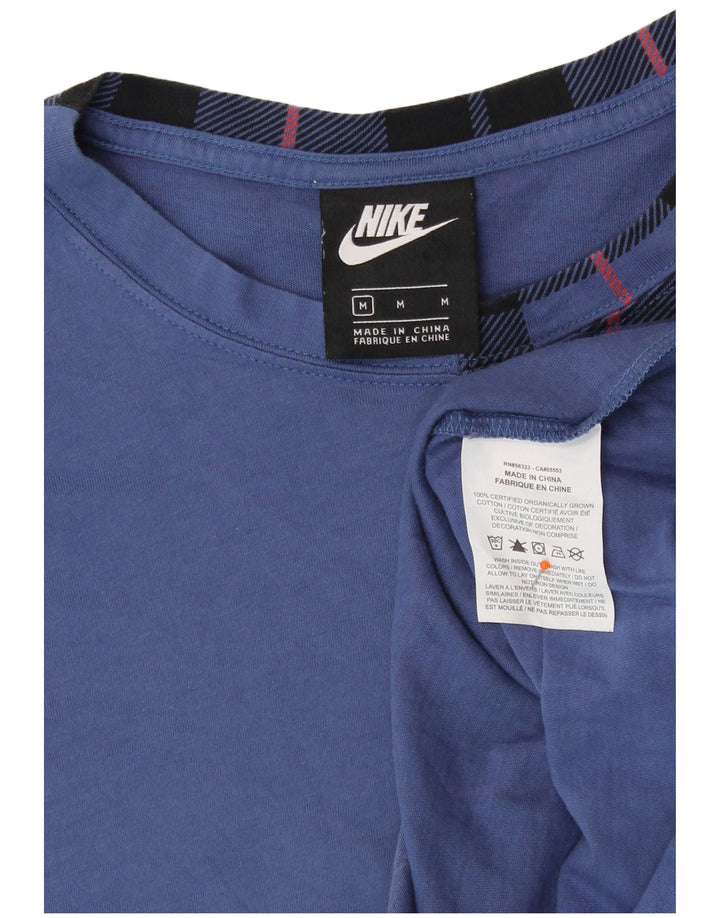 NIKE Oversized grafisk top Langærmet UK 14 Medium Blue Check